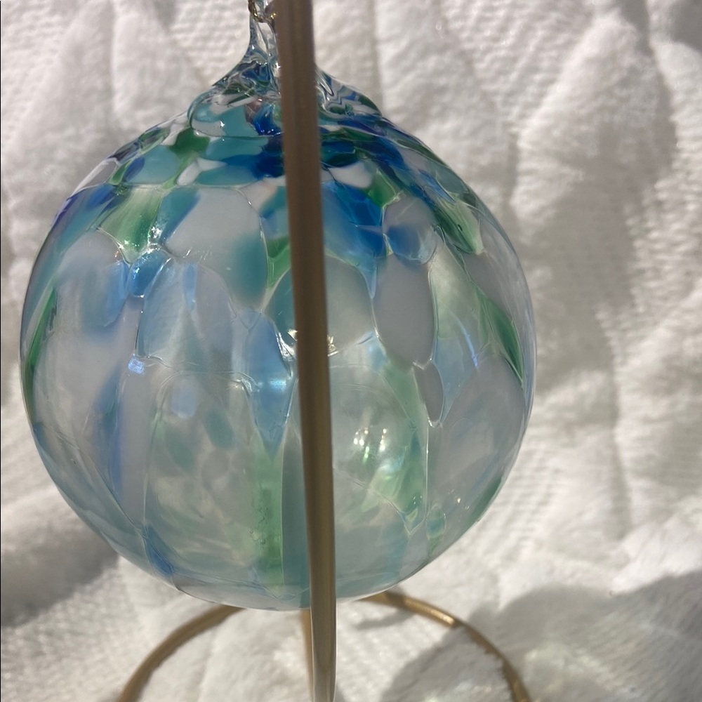 Handcrafted Glass Ornament - Blue and Green - Picture 4 of 8